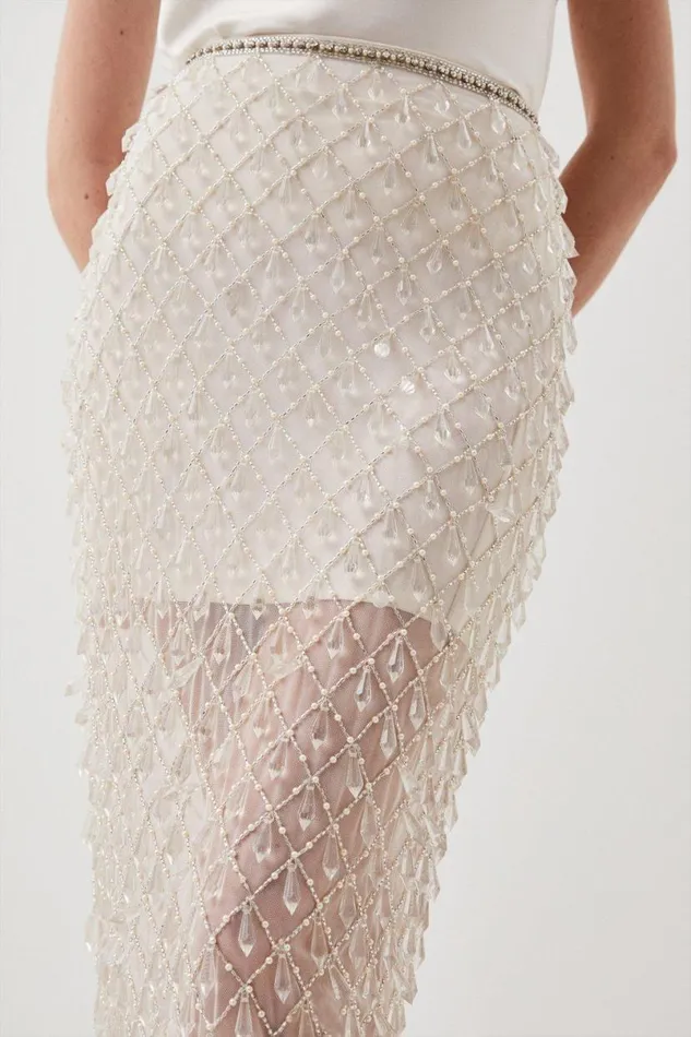 Embellished Woven Maxi Skirt Women Karen Millen Skirts