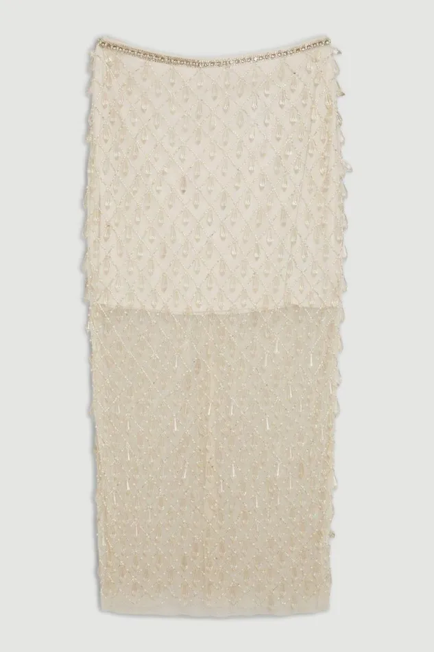 Embellished Woven Maxi Skirt Women Karen Millen Skirts