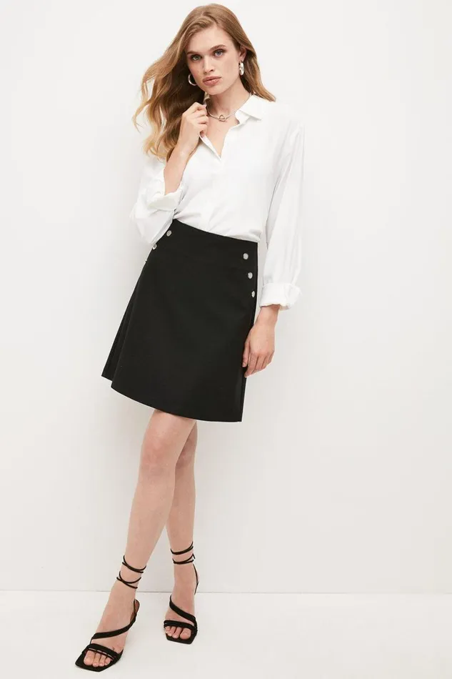 Essential Techno Woven Skirt Black Women Karen Millen Skirts