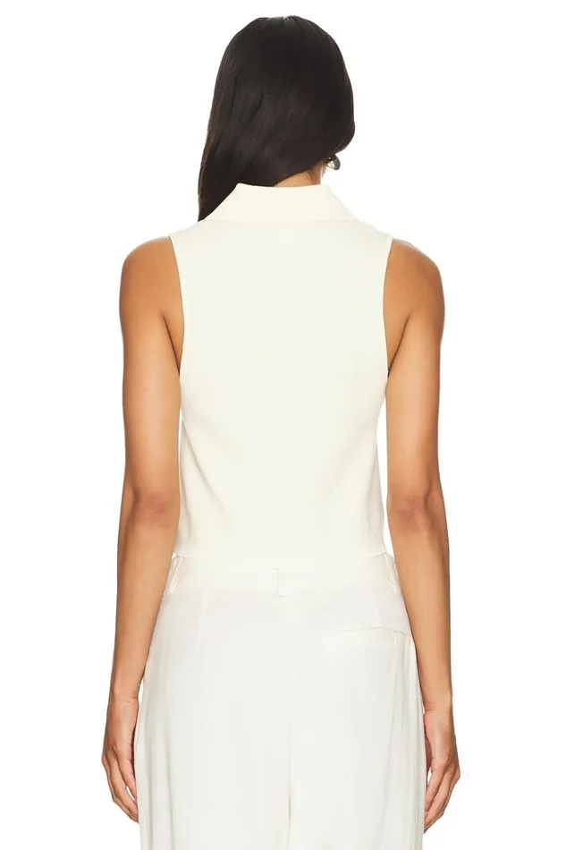 Esti Sleeveless Polo Vest Top Cream Women Lovers Friends Tops