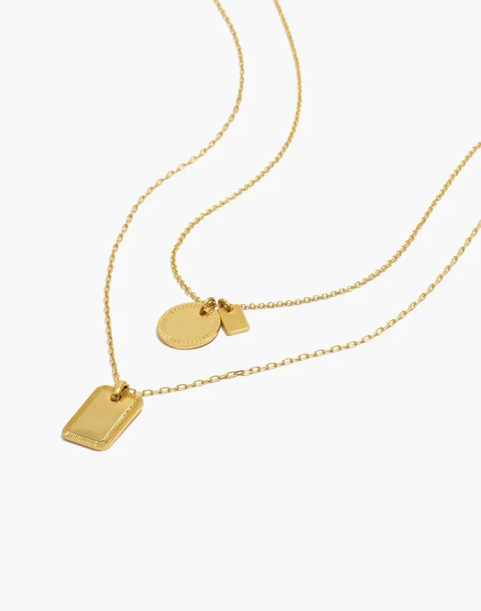 Etched Coin Necklace Set Vintage Gold Women Madewell Necklaces