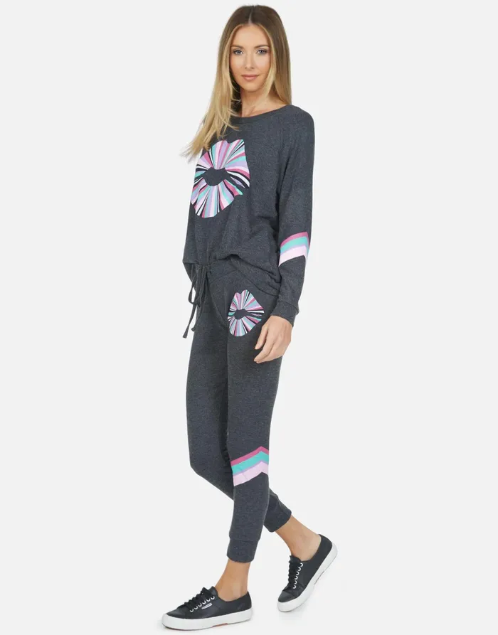 Everly Rainbow Ray Lip Heather Black Women039s Lauren Moshi Long Sleeve