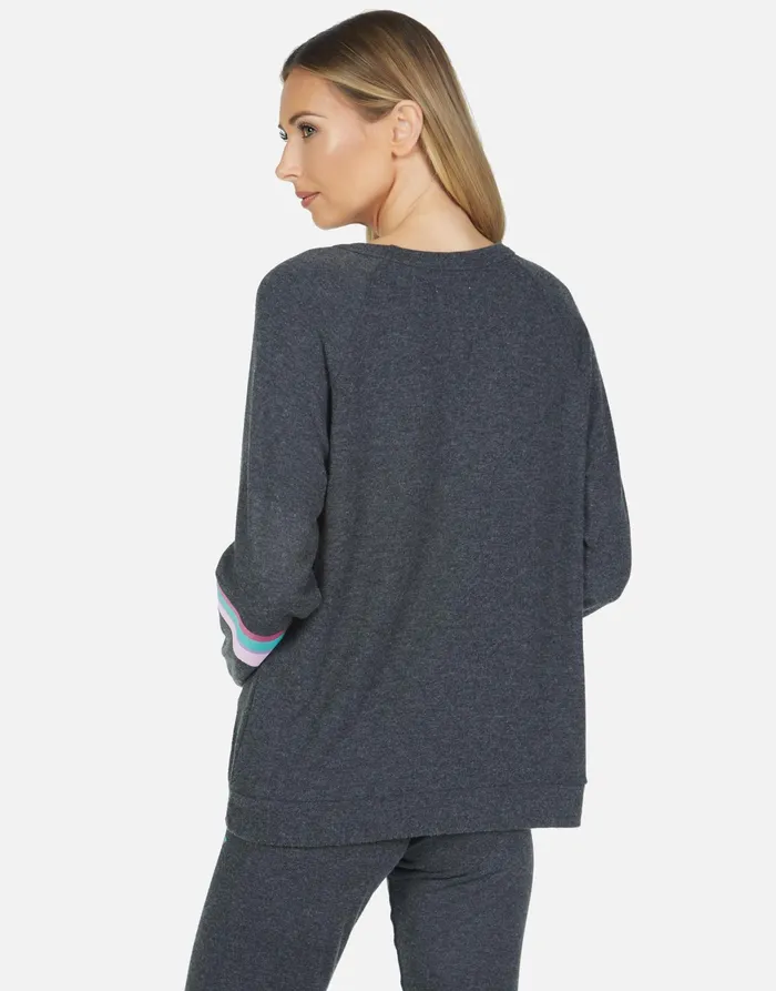 Everly Rainbow Ray Lip Heather Black Women039s Lauren Moshi Long Sleeve
