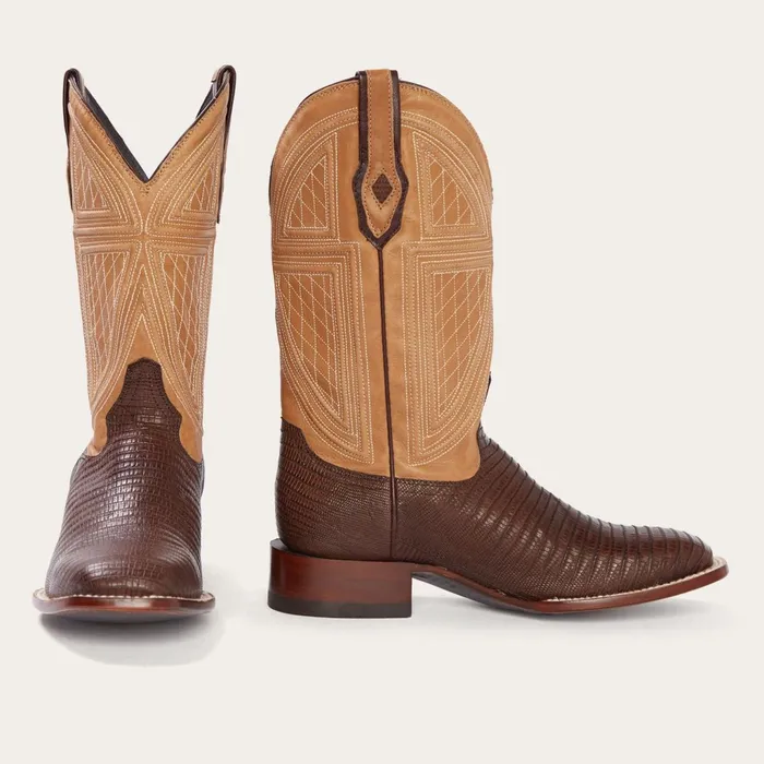 Exotics Men Stetson Beaumont Brown Teju Cowboy Boot Brown