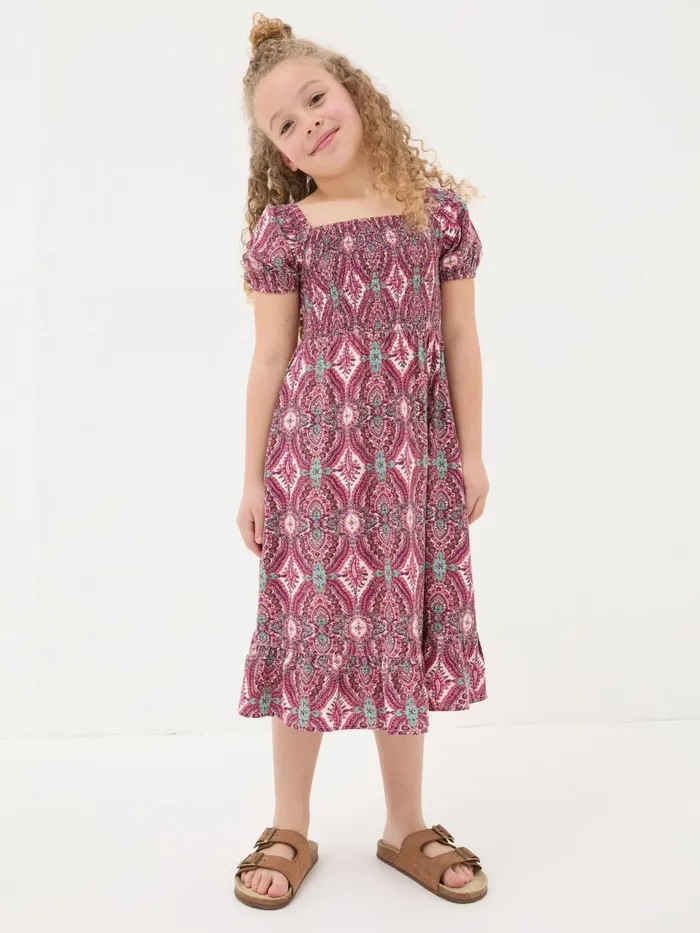 Fat Face Adele Purple Paisley Midi Dress Kids Dresses