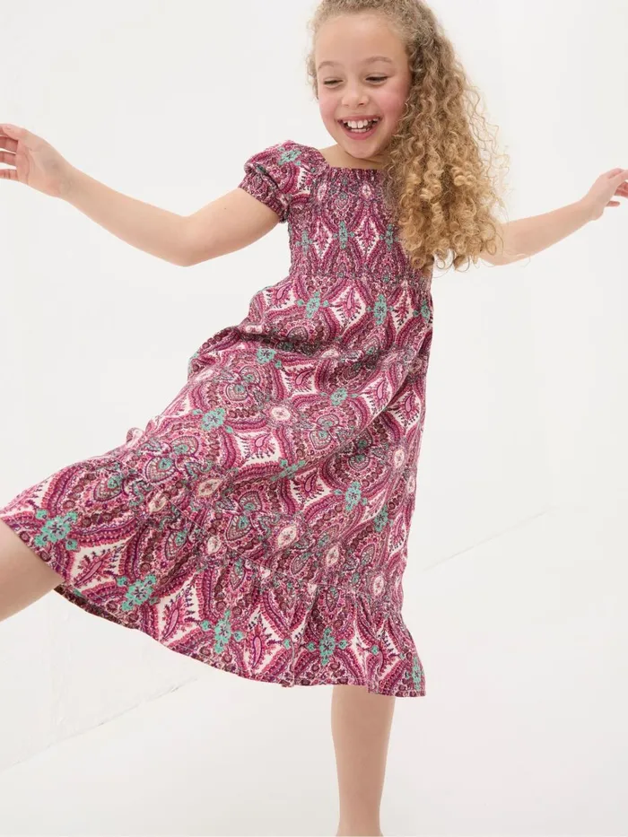 Fat Face Adele Purple Paisley Midi Dress Kids Dresses