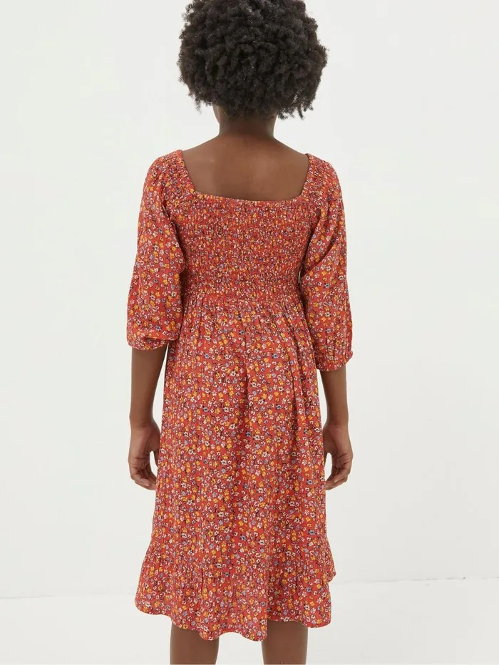 Fat Face Adele Red Floral Printed Dress Kids Dresses