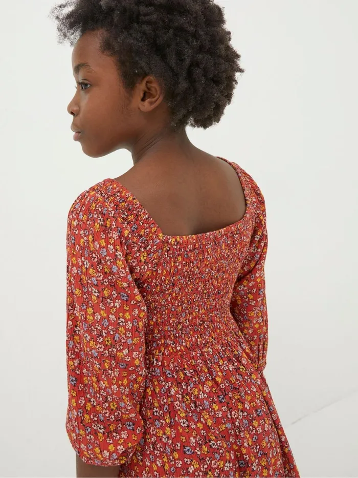 Fat Face Adele Red Floral Printed Dress Kids Dresses