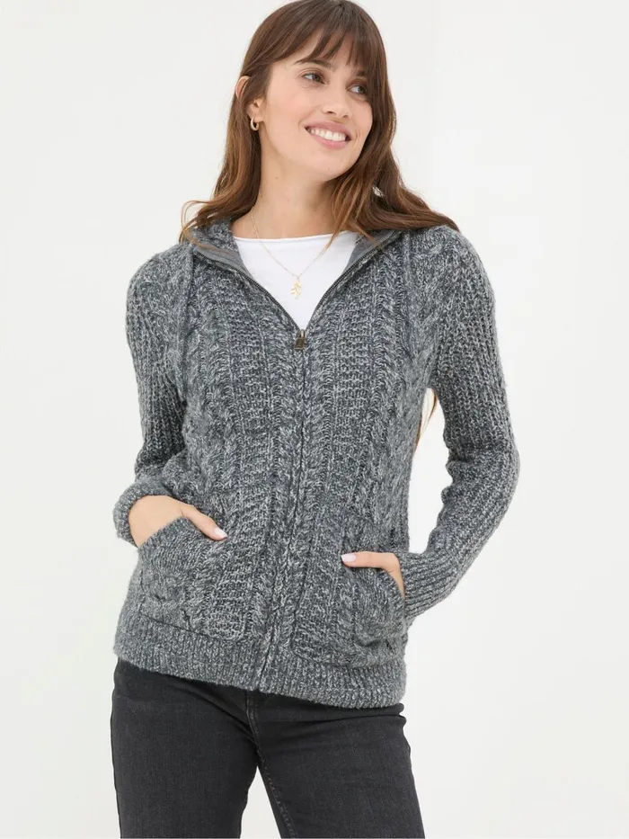 Fat Face Alicia Charcoal Grey Hoodie Women Knitwear