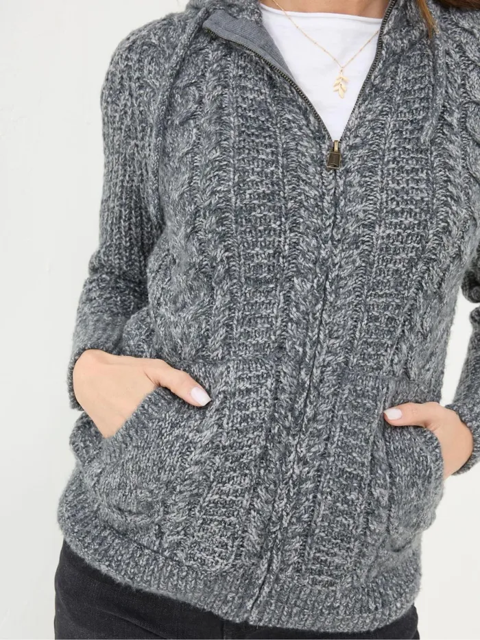 Fat Face Alicia Charcoal Grey Hoodie Women Knitwear