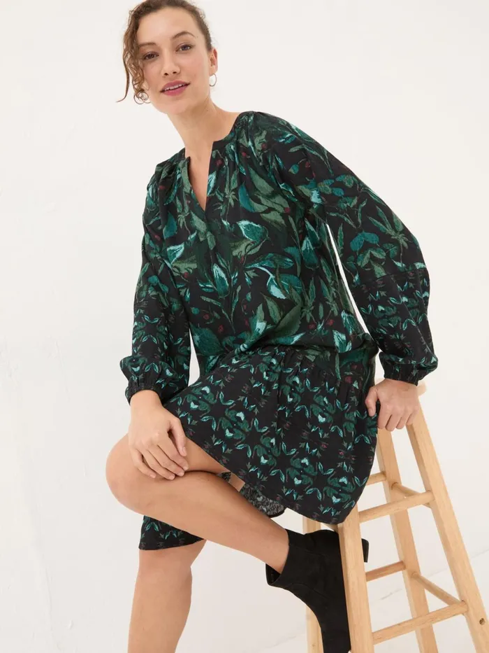 Fat Face Black Amy Mirrored Tunic Women Dresses