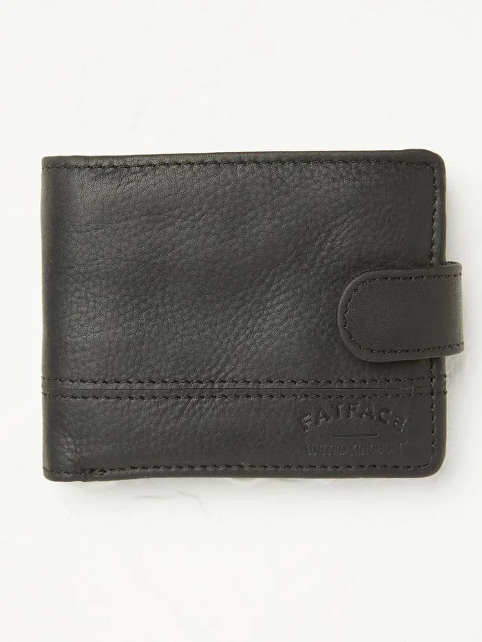 Fat Face Black Seamed Leather Wallet Men Bags and Wallets