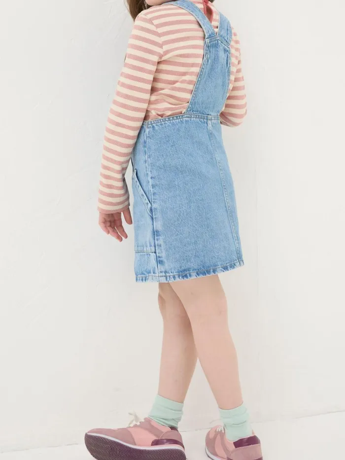 Fat Face Blue Denim Pinafore Dungarees Kids Dresses