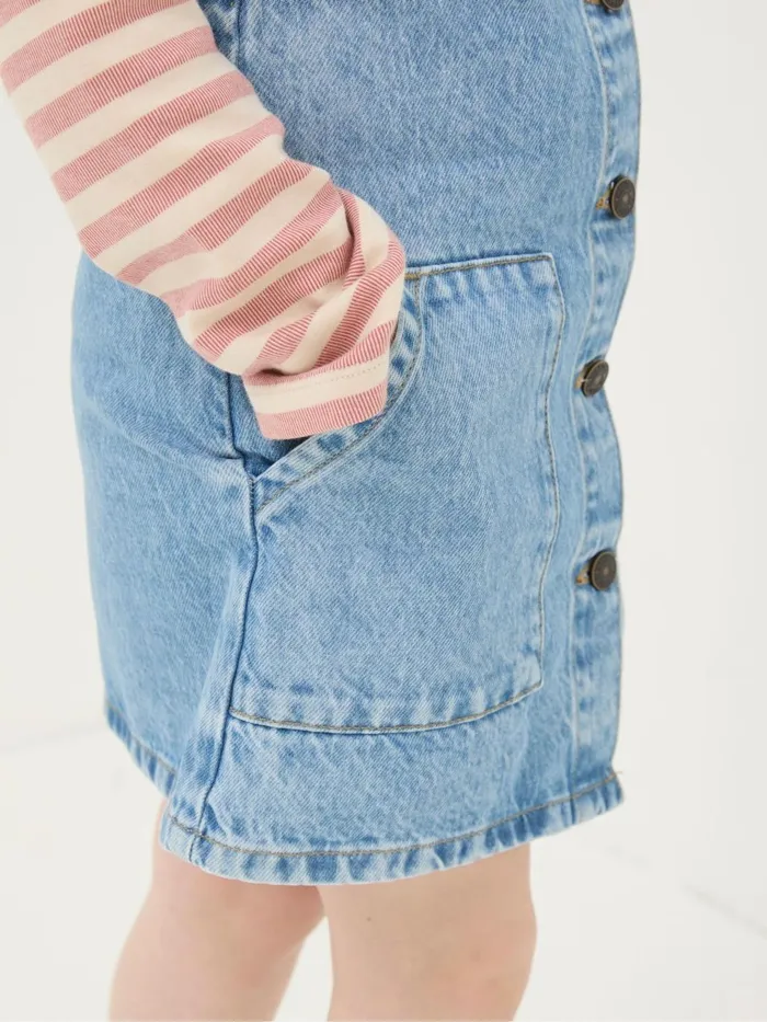 Fat Face Blue Denim Pinafore Dungarees Kids Dresses
