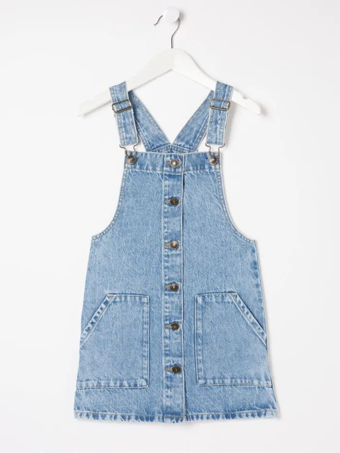 Fat Face Blue Denim Pinafore Dungarees Kids Dresses