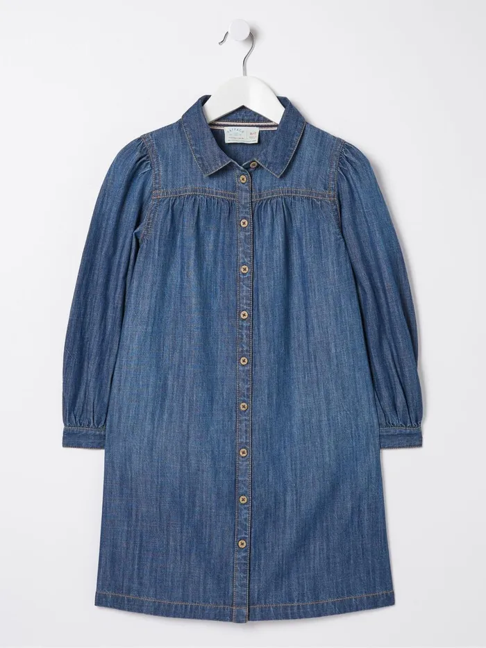 Fat Face Blue Denim Shirt Dress Kids Dresses
