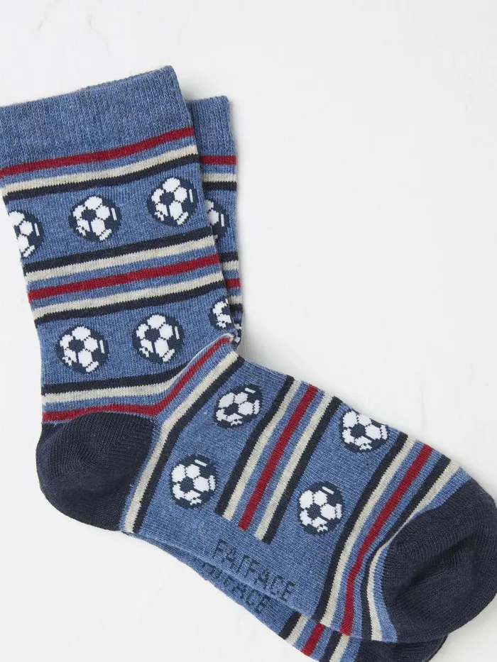 Fat Face Blue Football Socks 1 Pack Kids 3 For 2 Socks