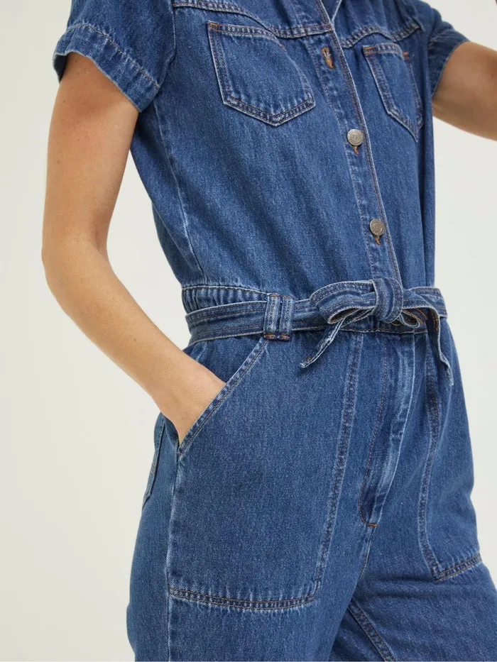 Fat Face Blue Imogen Short Sleeve Boilersuit Women Jumpsuits and Playsuits