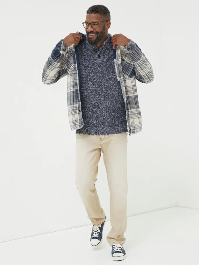 Fat Face Blue Ryton Ombre Overshirt Men Coats and Jackets