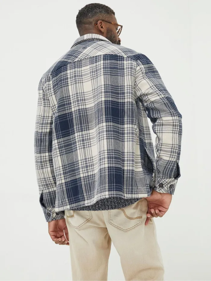 Fat Face Blue Ryton Ombre Overshirt Men Coats and Jackets