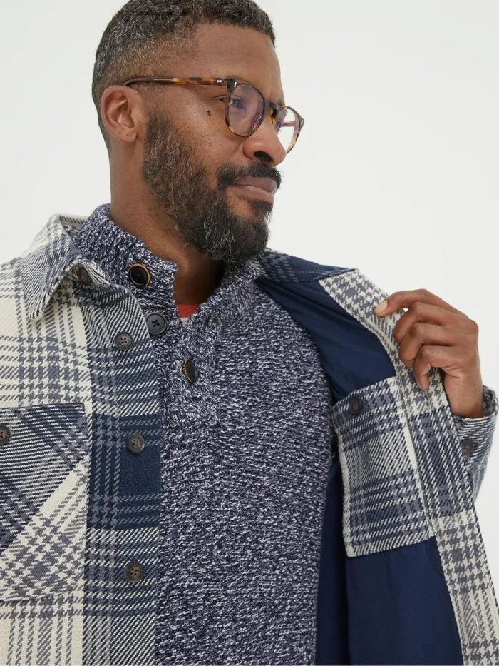 Fat Face Blue Ryton Ombre Overshirt Men Coats and Jackets