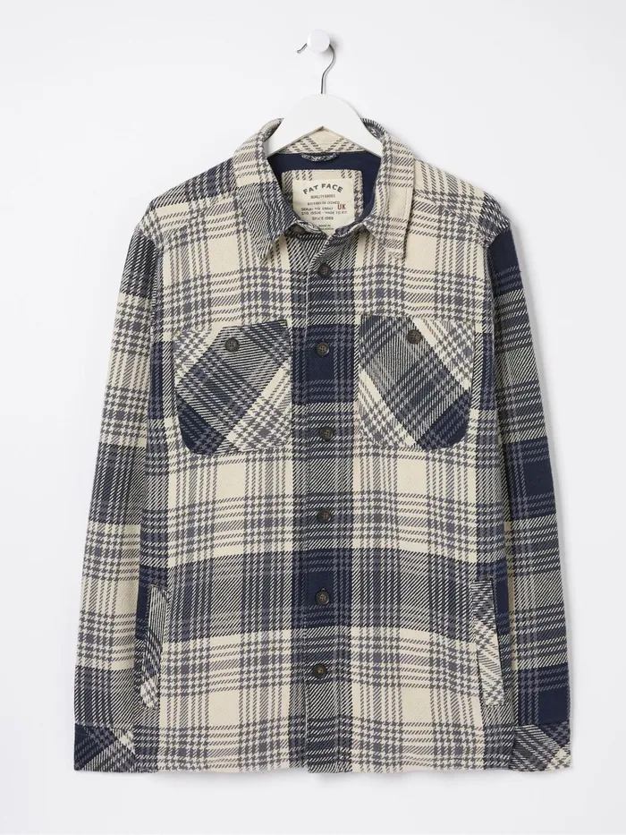 Fat Face Blue Ryton Ombre Overshirt Men Coats and Jackets