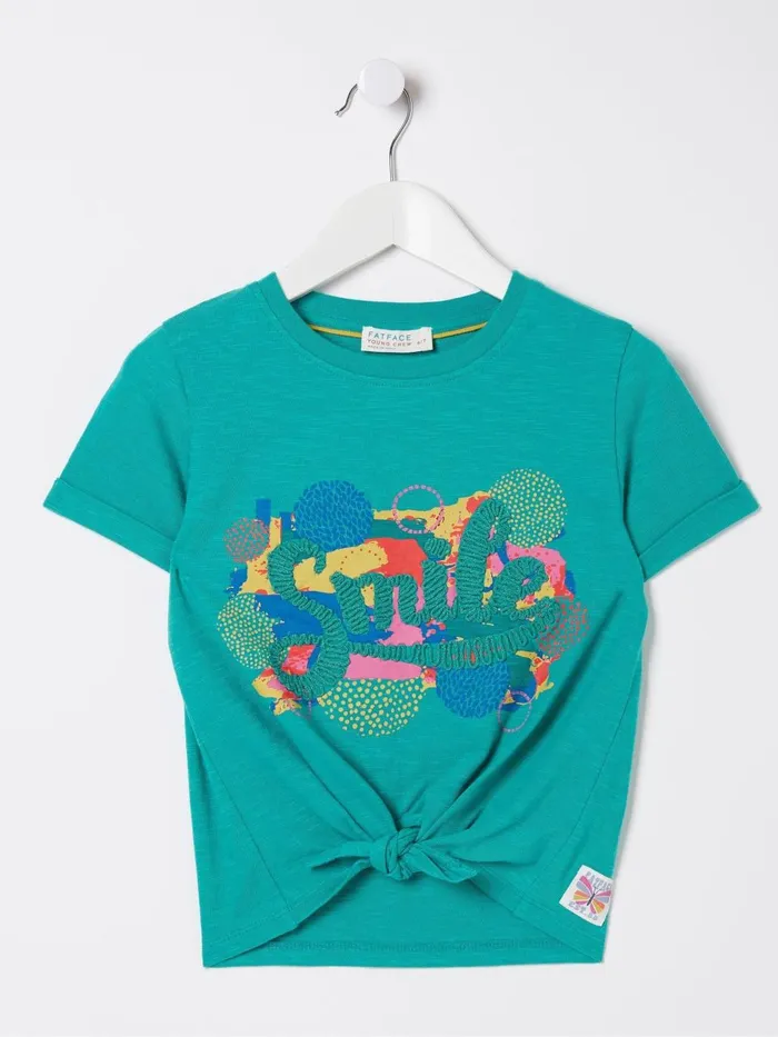 Fat Face Blue Smile Graphic TShirt Kids Tops and TShirts