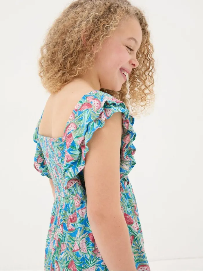 Fat Face Blue Watermelon Frill Dress Kids Dresses