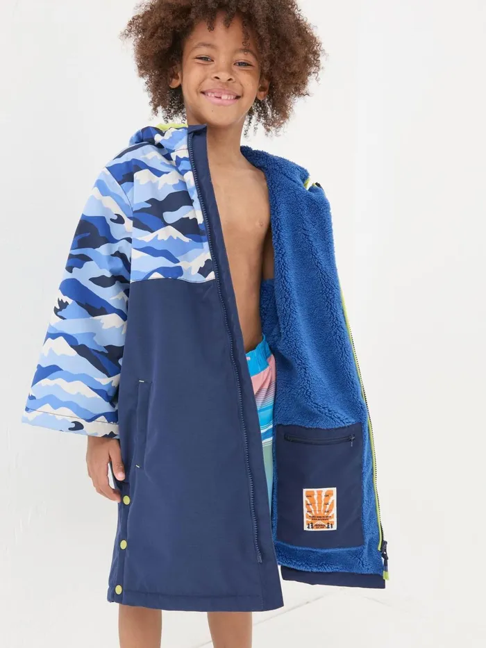 Fat Face Blue Waterproof Changing Robe Kids Coats and Jackets