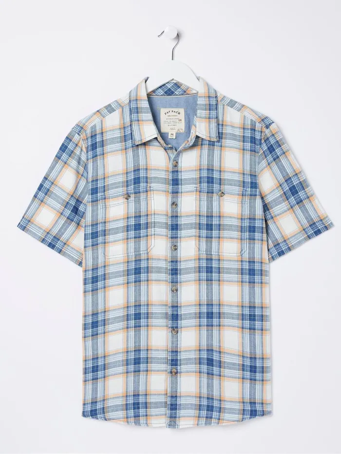 Fat Face Blue Westly Check Shirt Men Coats and Jackets