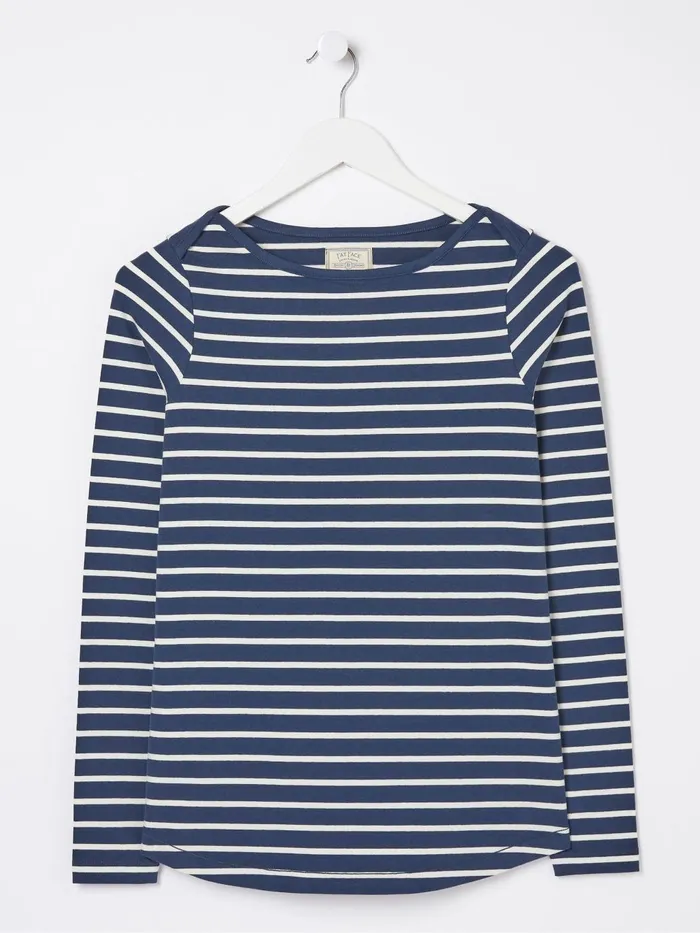 Fat Face Breton Dark Blue TShirt Women Tops and TShirts