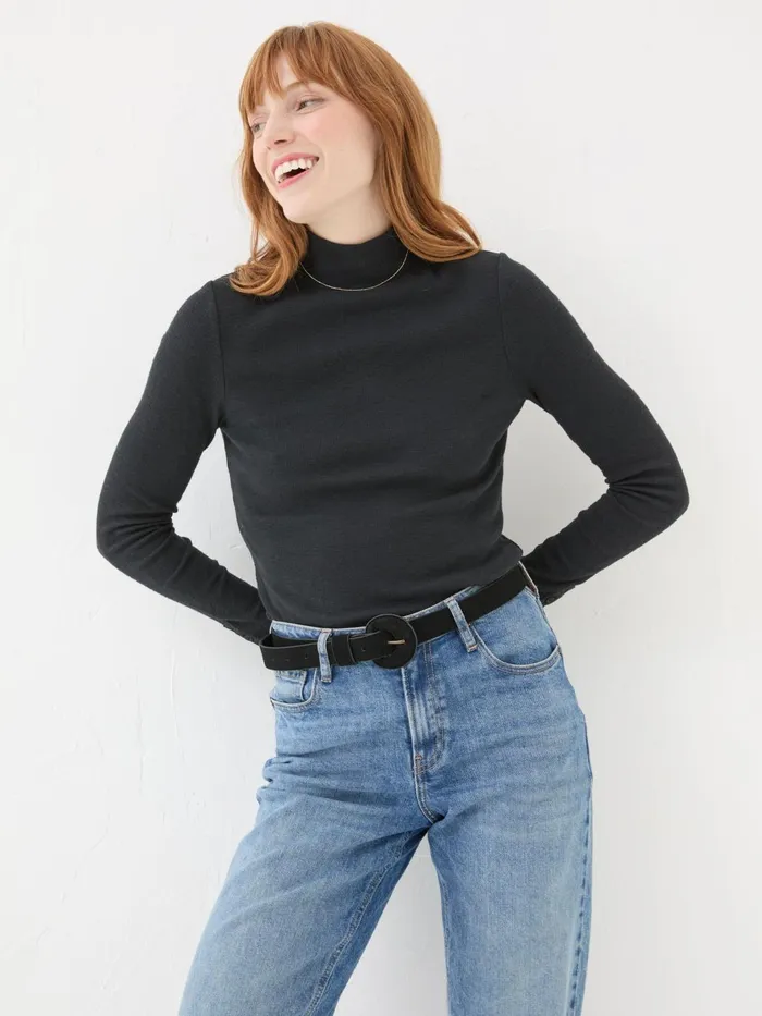 Fat Face Callie Black High Neck Top Women Tops and TShirts