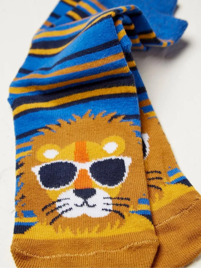 Fat Face Cobalt Blue Lion Socks Kids Socks