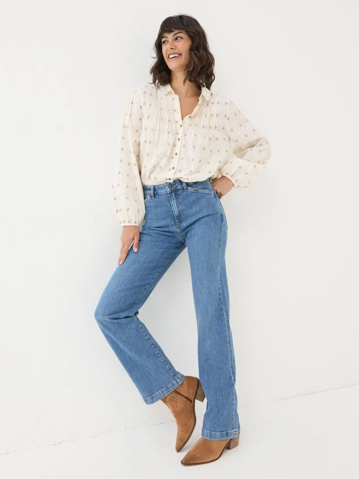 Fat Face Elise Denim Vintage Wide Leg Jeans Women Jeans