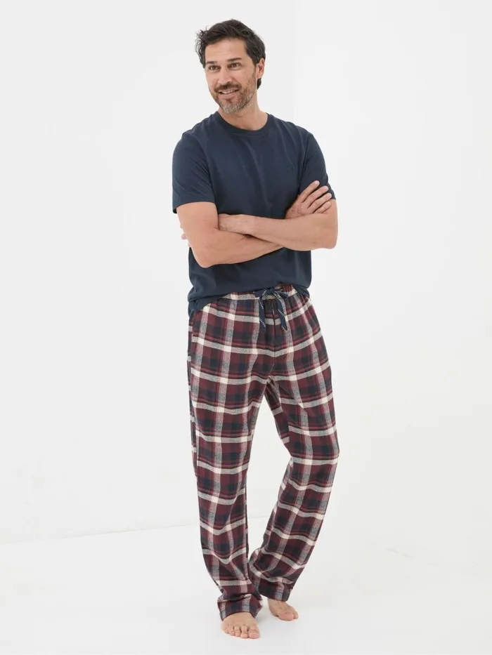 Fat Face Ferring Plum Purple Check Pyjama Bottoms Men Pyjamas and Nightwear