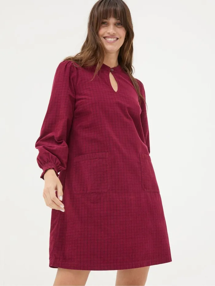 Fat Face Fran Red Denim Dress Women Dresses