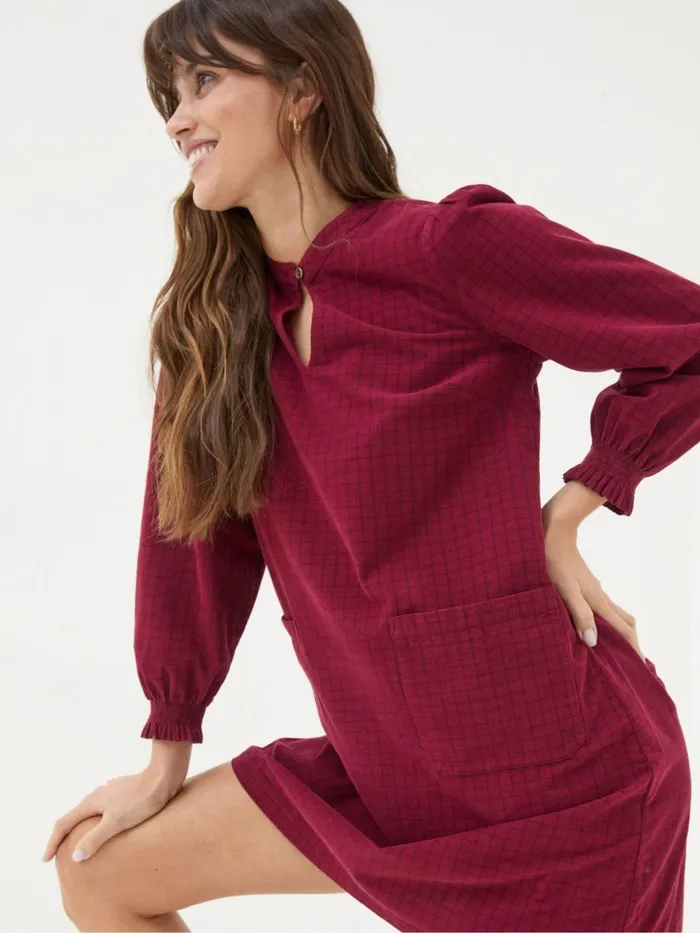 Fat Face Fran Red Denim Dress Women Dresses