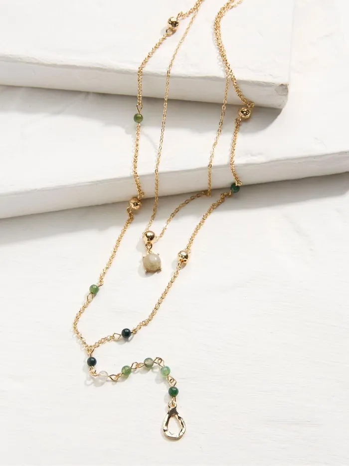 Fat Face Gold Tone Layered Necklace Women Jewellery