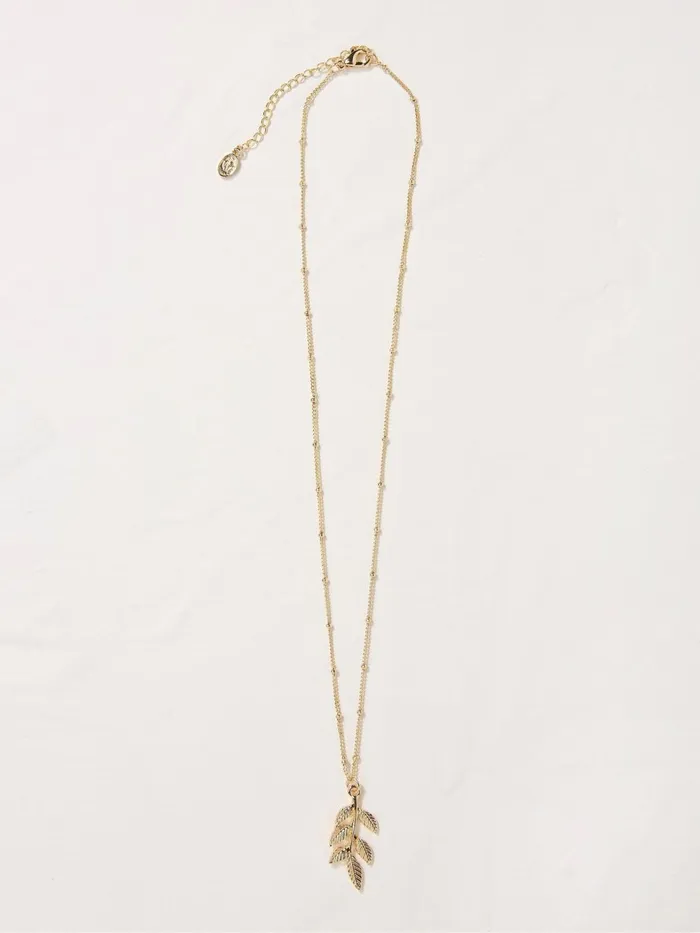 Fat Face Gold Tone Leaf Necklace Women Jewellery