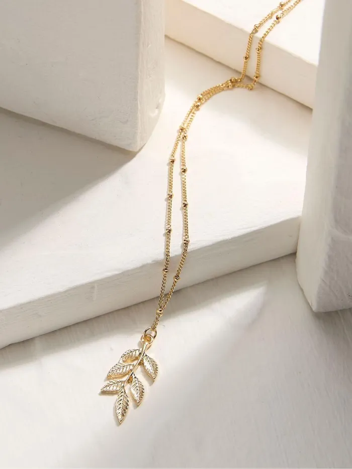 Fat Face Gold Tone Leaf Necklace Women Jewellery