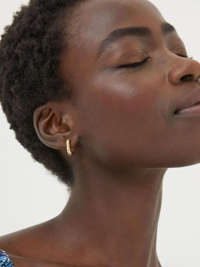 Fat Face Gold Tone Oval Huggy Hoop Earrings Women Jewellery