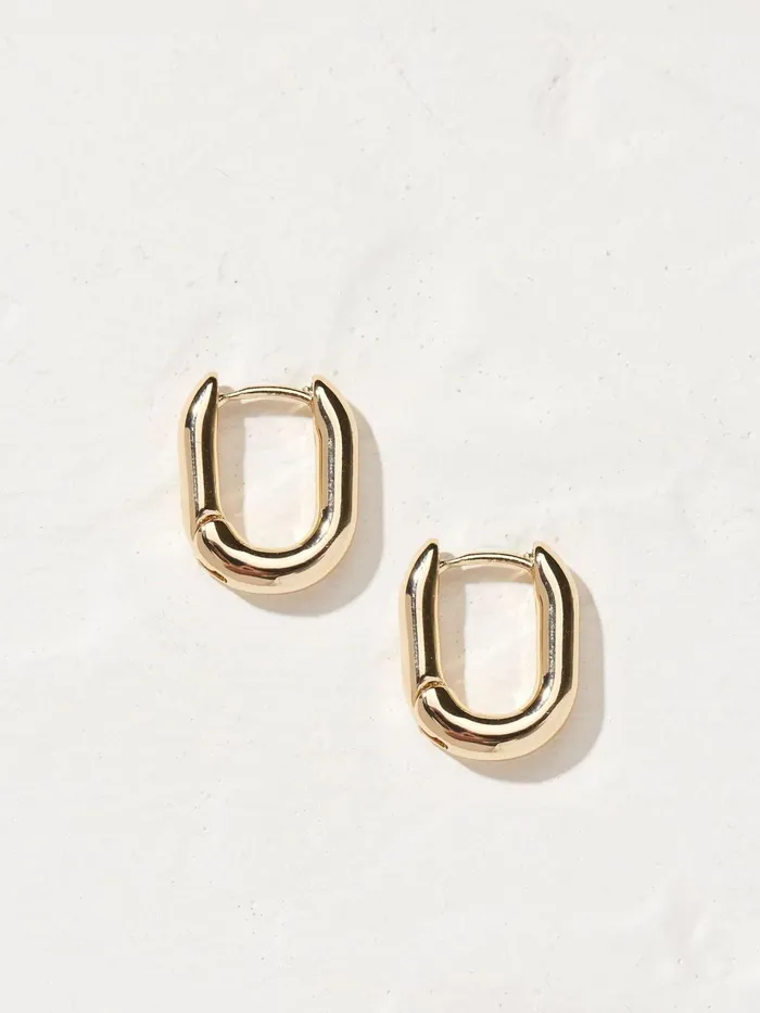 Fat Face Gold Tone Oval Huggy Hoop Earrings Women Jewellery