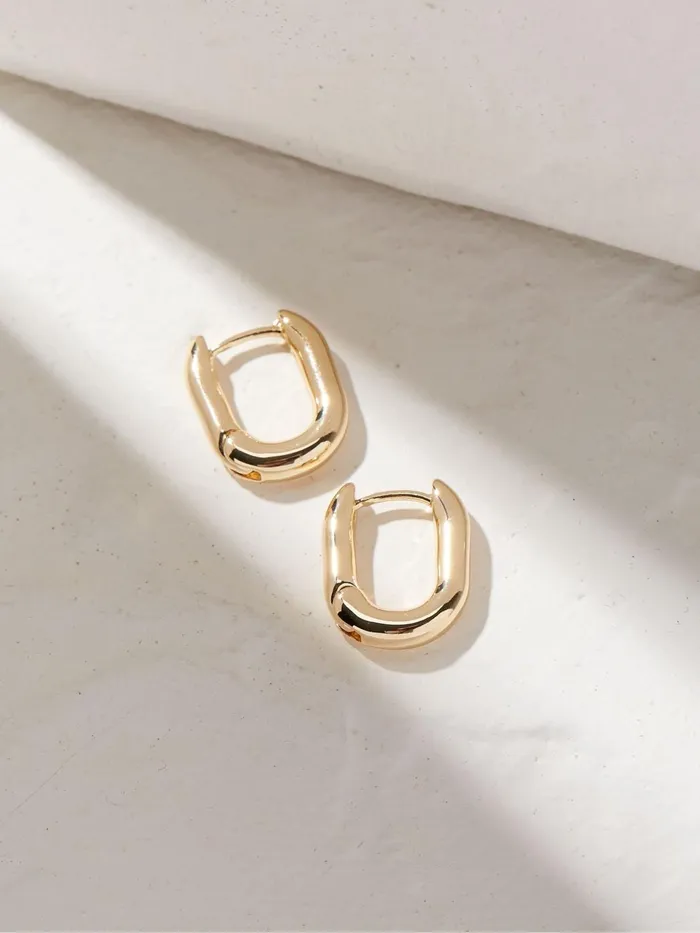 Fat Face Gold Tone Oval Huggy Hoop Earrings Women Jewellery