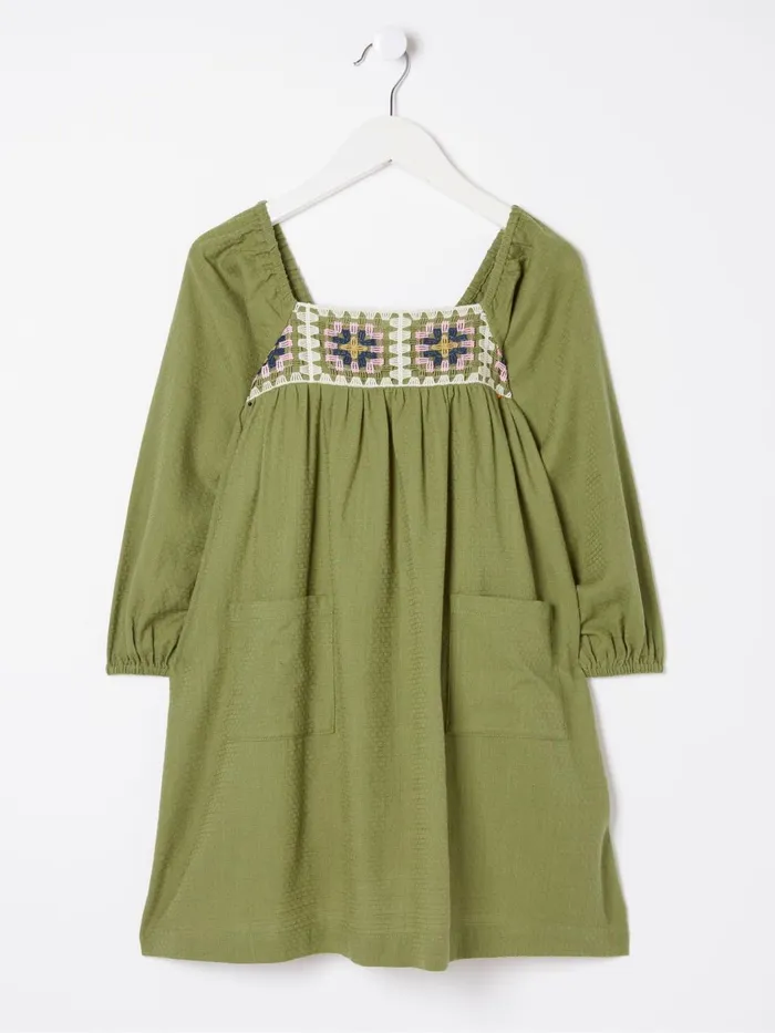 Fat Face Green Crochet Dress Kids Dresses