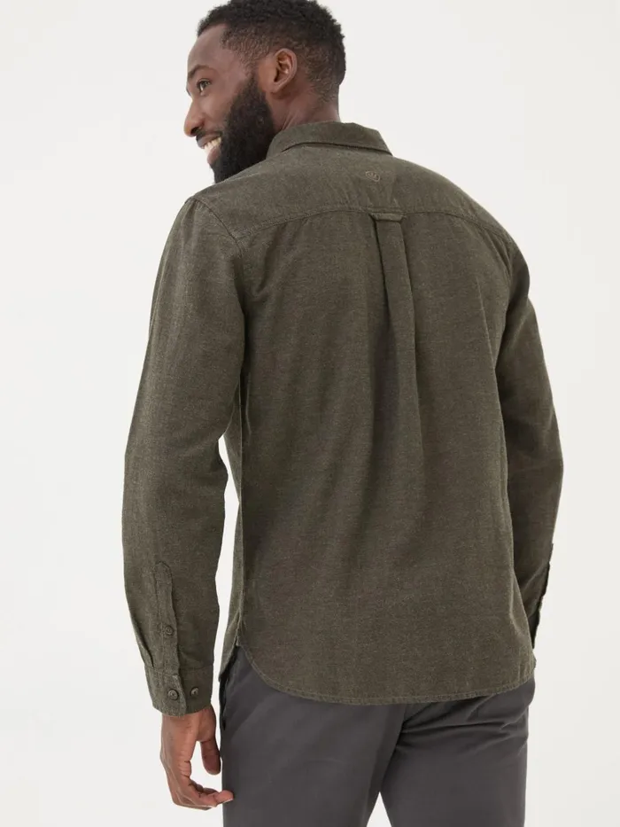 Fat Face Green Long Sleeve Oxlow Plain 100 Cotton Shirt Men Shirts