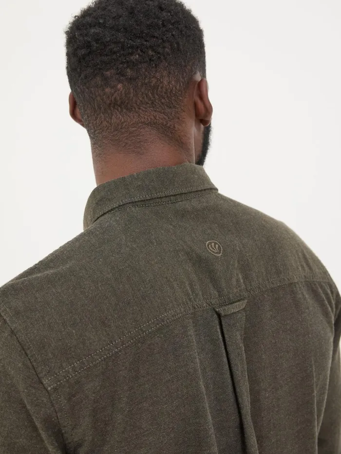 Fat Face Green Long Sleeve Oxlow Plain 100 Cotton Shirt Men Shirts