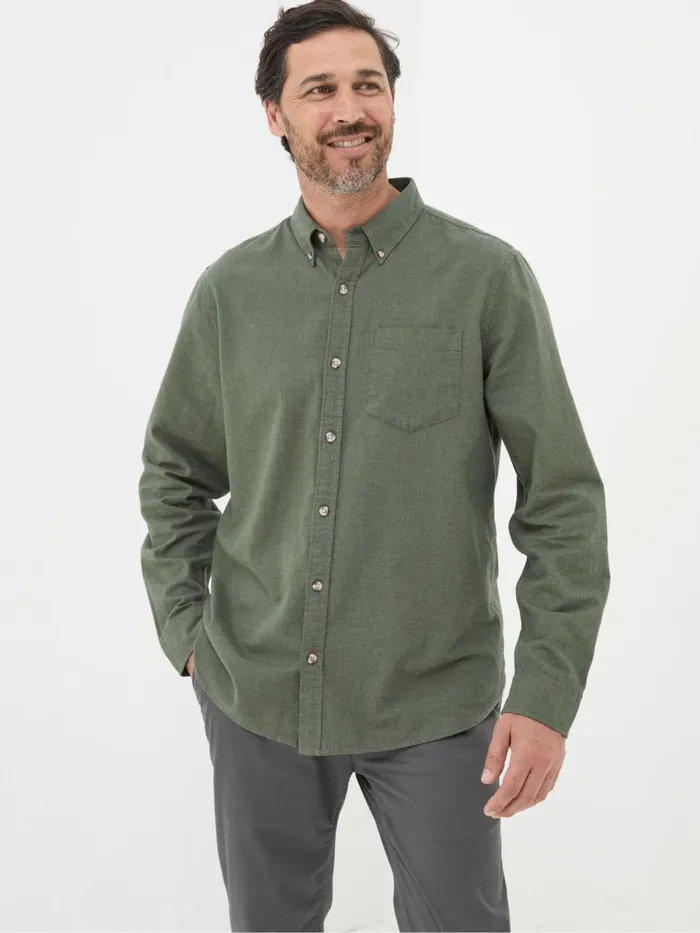 Fat Face Green Long Sleeve Tadlow Shirt Men Shirts