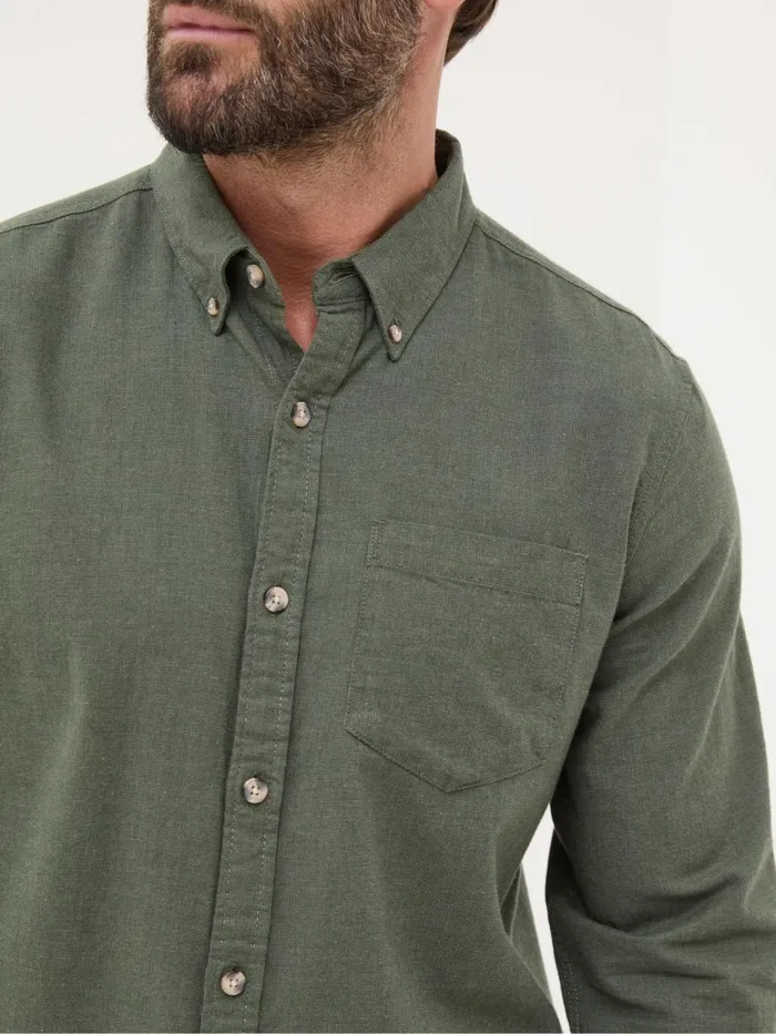 Fat Face Green Long Sleeve Tadlow Shirt Men Shirts