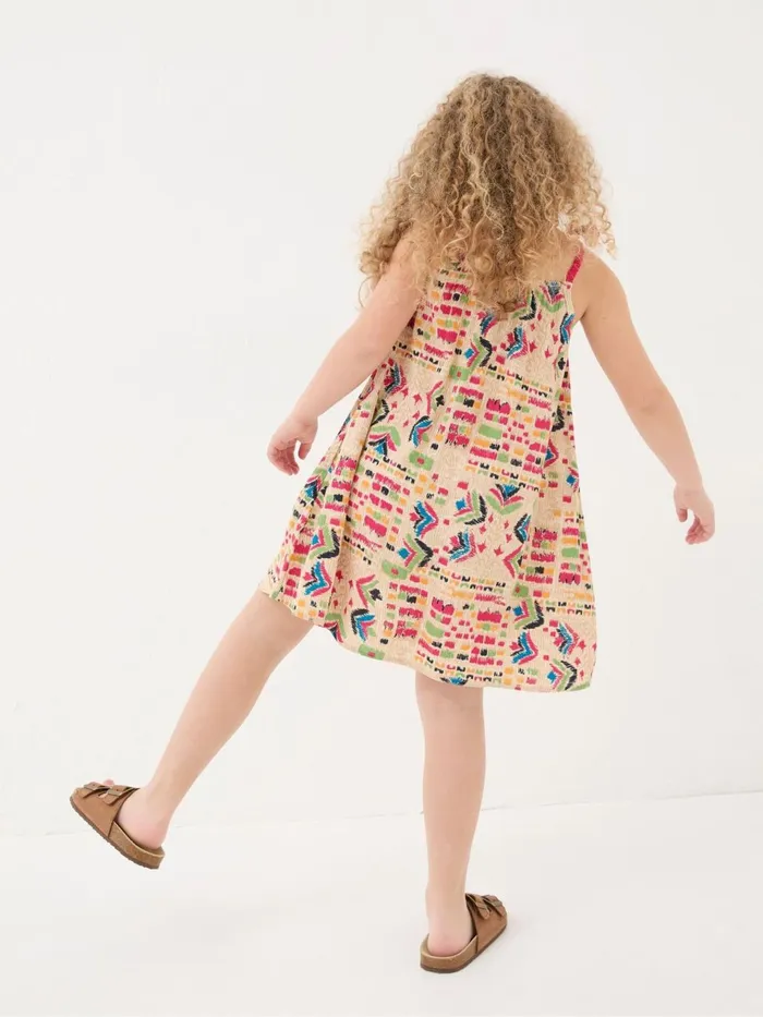 Fat Face Hallie Natural Trail Marks Swing Dress Kids Dresses