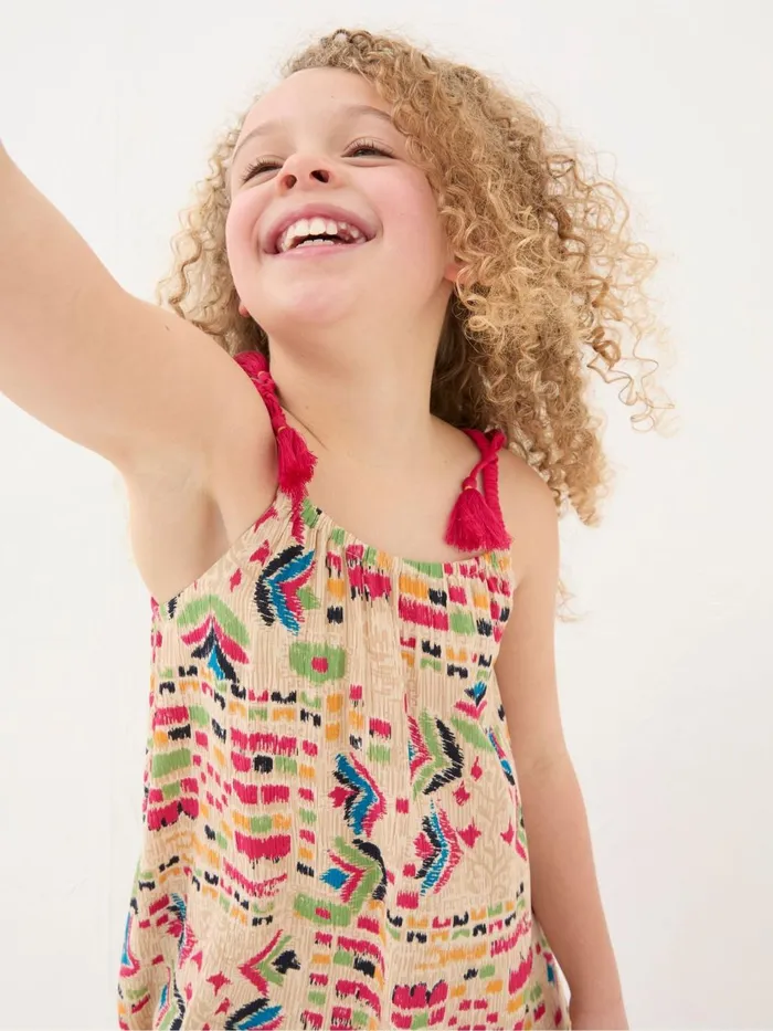 Fat Face Hallie Natural Trail Marks Swing Dress Kids Dresses